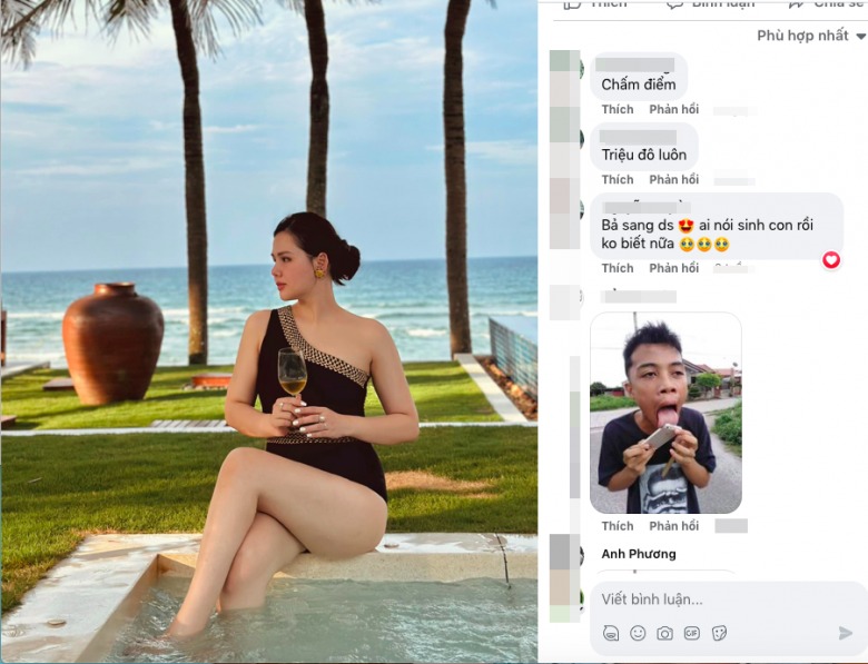 Mặc đồ bơi, Phanh Lee khéo léo chọn thiết kế swimsuit liền mảnh tối màu đơn giản. Hiệu quả của con mắt thẩm mỹ người đẹp chọn lựa ra sao được kiểm chứng bằng lời khen của netizen trong mỗi tấm hình đăng tải.