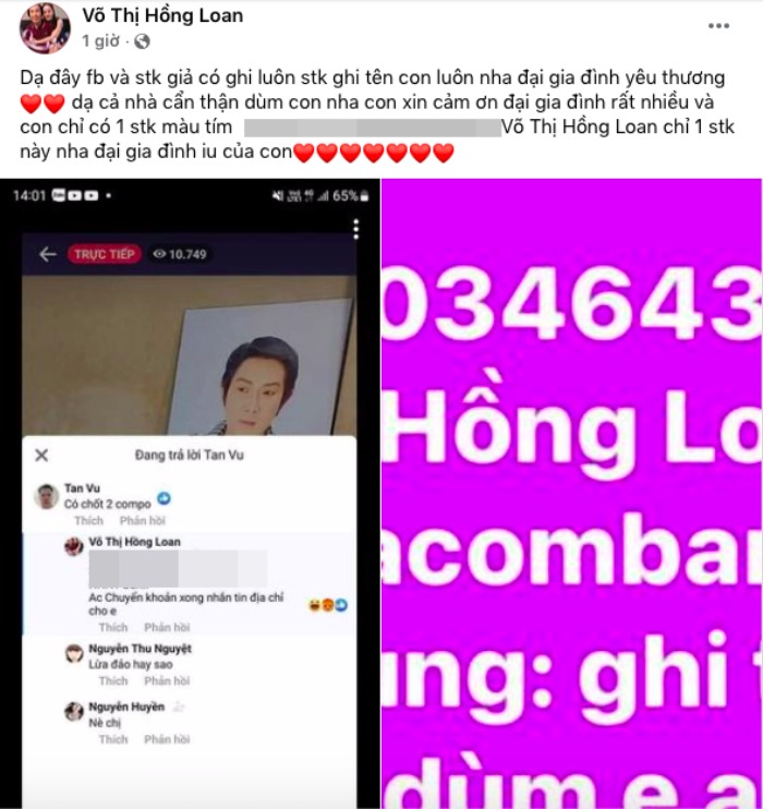 Bài viết được Hồng Loan - Con gái cố NSƯT Vũ Linh chia sẻ.