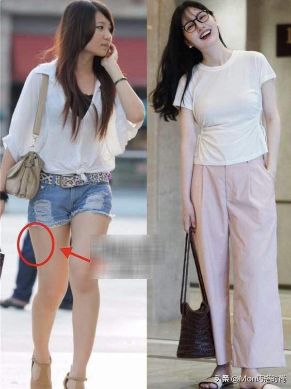 Đôi chân to và phần đùi núng nính mỡ lồ lộ khi diện quần short. Để che đi nhược điểm đôi chân thì quần ống rộng sẽ cực kì phù hợp.