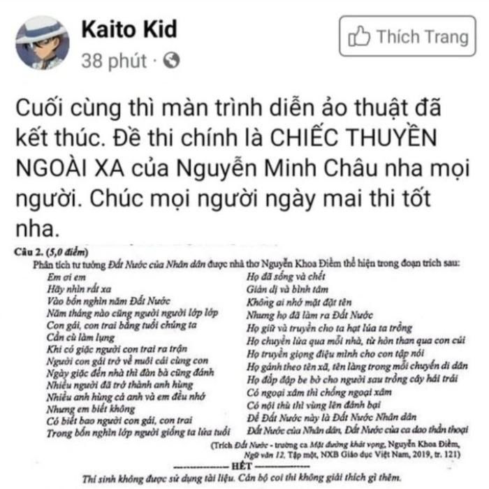 Một trong những lần Kaito Kid đoán trúng đề thi môn Ngữ văn
