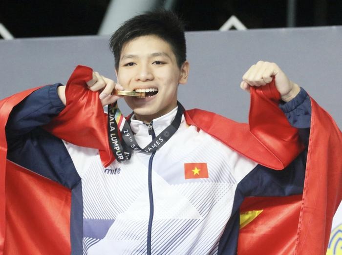 Ở tuổi 15, Nguyễn Hữu Kim Sơn từng là thần đồng xuất chúng của bơi Việt Nam tại SEA Games năm 2017. Ảnh: Thể thao Saostar