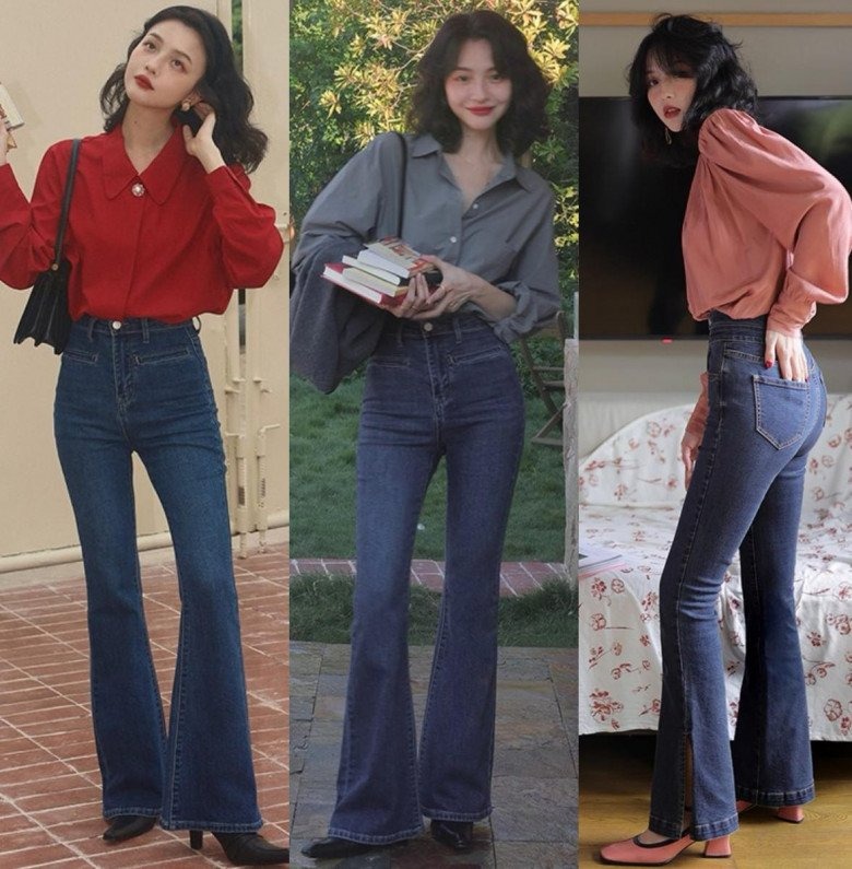 Cách kết hợp với item cơ bản nhất trong tủ đồ này mang đến cho chị em nét thanh lịch. Tuy nhiên, đừng lo sợ chúng khiến bạn trông già dặn mà ngược lại, kết hợp quần jean ống loe với áo sơ mi còn mang đến cho bạn phong cách thu hút, mang nét retro cực kỳ thịnh hành trong thời gian gần đây.