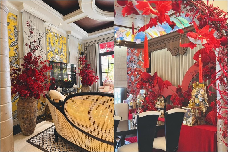 Rất nhiều bình hoa đỏ cùng những món đồ decor cùng tông xinh xắn được trưng dụng. Nữ chủ nhân cũng phải thốt lên: 