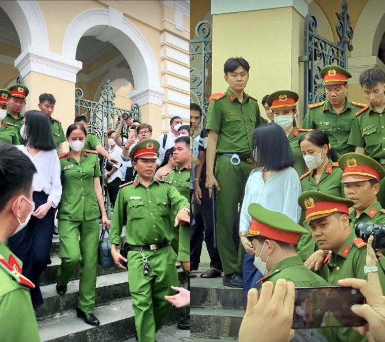 Ngọc Trinh đưa mắt tìm người thân.