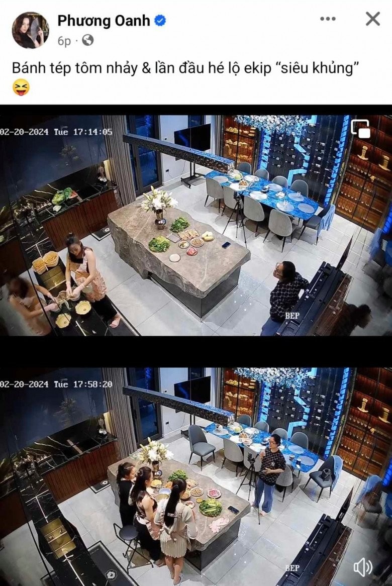 Phương Oanh đăng tải hình ảnh trích xuất camera trong nhà để làm rõ tin đồn có ekip 
