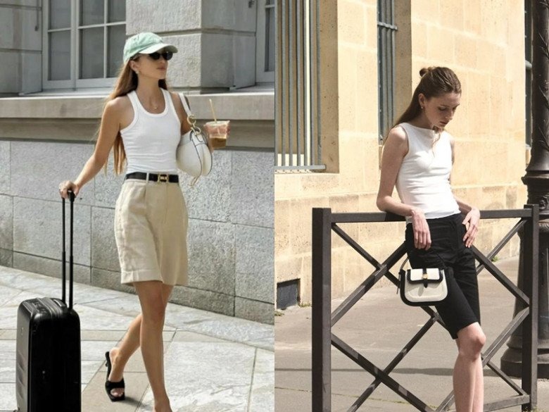 Quần short dáng lửng năm nay cũng được ưa chuộng, kết hợp cùng áo ba lỗ cổ tròn hoặc cổ thuyền sẽ giúp mang đến vẻ ngoài thời thượng và thanh lịch.