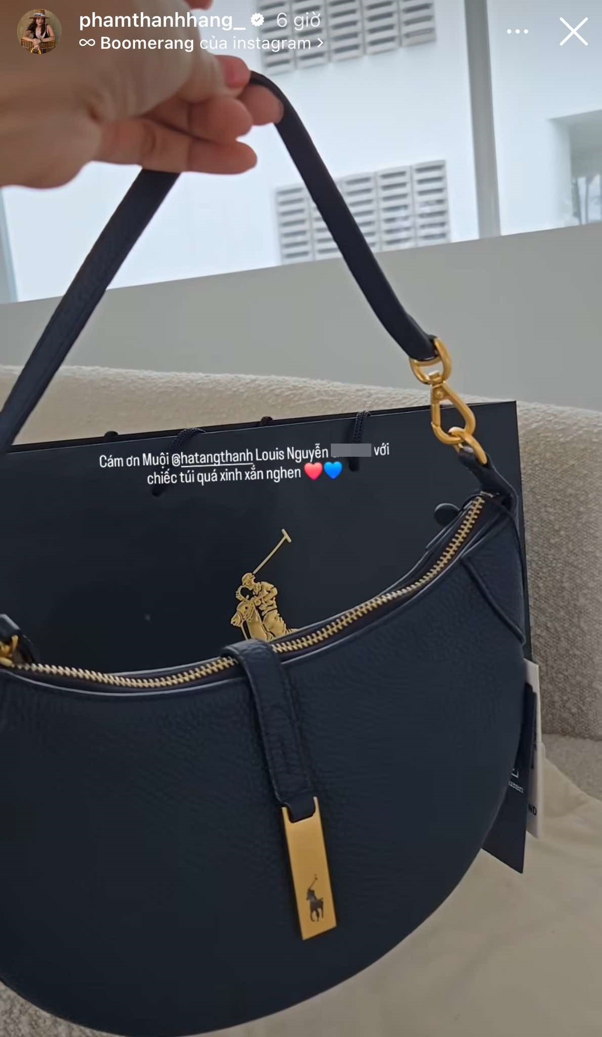 Thanh Hằng khoe món quà được vợ chồng Tăng Thanh Hà - Louis Nguyễn gửi tặng