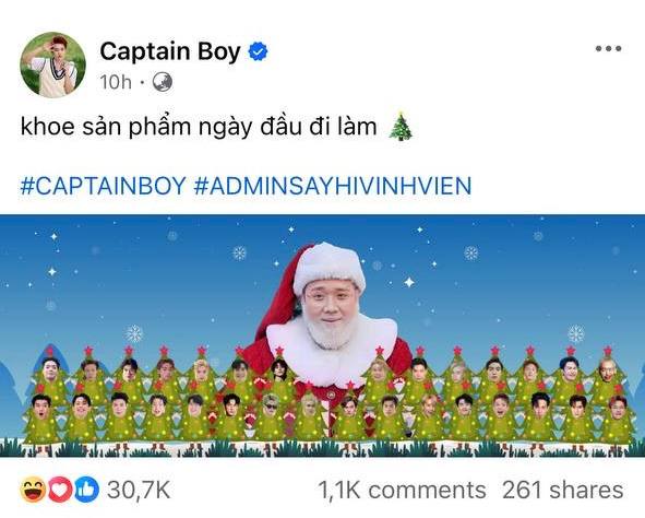Captain Boy đầu têu đăng hình Ông già Noel Trấn Thành lên fanpage chương trình và cả trang cá nhân
