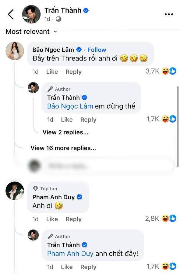 Tương tác giữa Trấn Thành và các nghệ sĩ nhận về hàng loạt tương tác 