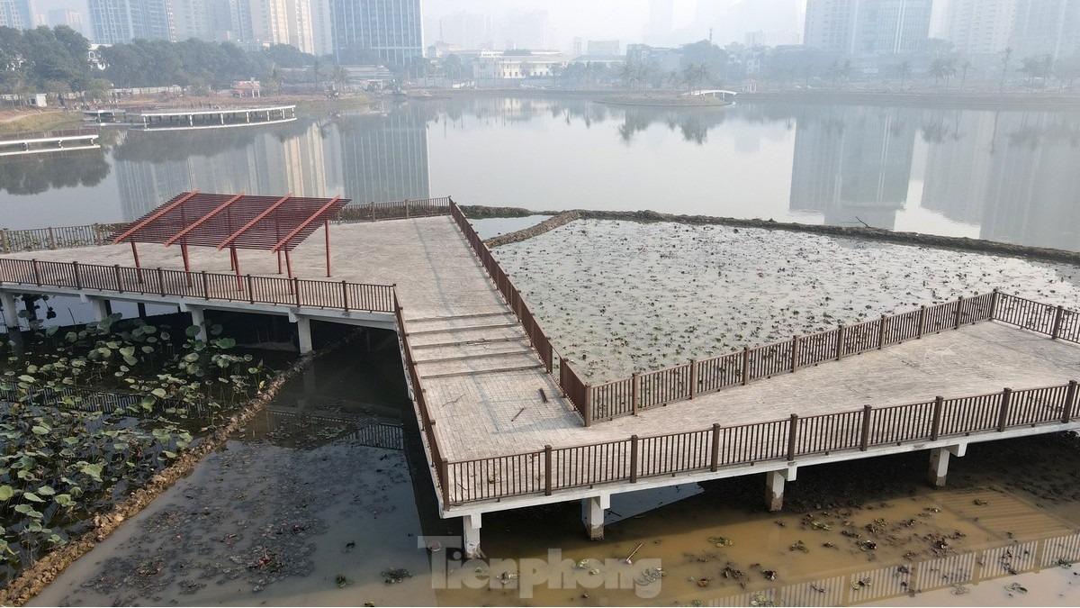 Khác với hình ảnh cỏ mọc um tùm quanh công viên cách đây hơn 1 tháng, hiện tại, công nhân đã phát quang, dọn dẹp lại mặt bằng.