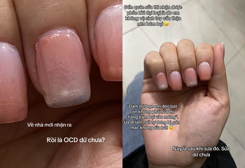 Tổng thiệt hại cho lần làm nail ăn Tết này là 260 nghìn đồng. Tuy nhiên, bộ móng lại gây thất vọng toàn tập vì màu phối chưa được đẹp mắt, thậm chí còn có thể nhìn thấy gel gắn móng giả bị dính trên đầu móng.
