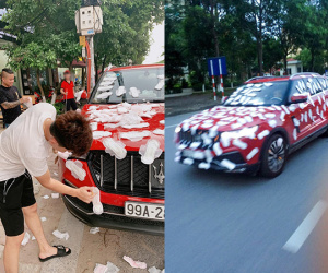 'Thánh chửi' Dương Minh Tuyền nhận 'mưa gạch đá' khi dán băng vệ sinh kín xe ô tô rồi đi diễu khắp phố