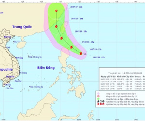Áp thấp nhiệt đới mạnh lên thành bão Danas với sức gió giật cấp 10, có khả năng mạnh thêm
