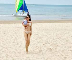 'Mẹ hai con' Thân Thúy Hà diện bikini ở tuổi 41 khiến Hà Tăng, Xuân Lan cũng phải ồ lên kinh ngạc