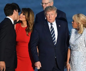 Bà Melania hôn thủ tướng Canada khi nắm tay chồng