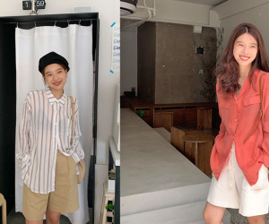 Mấy nàng sành điệu lại phát minh thêm một kiểu diện áo sơ mi: Mở toang vài cúc dưới để trông thật 'ăn chơi', hack chân dài tít tắp