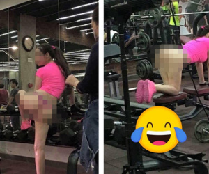 Bước vào phòng tập gym, cô gái khiến tất cả 'đỏ mặt' vì trang phục quá hớ hênh của mình