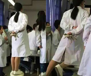 Shock trước cảnh nữ sinh trường Y bóp chặt con ếch đang còn sống trên tay, đứng lên ghế chăm chú nghe giảng thực hành mổ