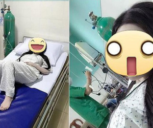 Nghe tin bạn trai tới thăm, cô nàng đang nằm viện vẫn bật dậy make up 'sương sương' nhưng nhìn gương mặt ai nấy đều hết hồn