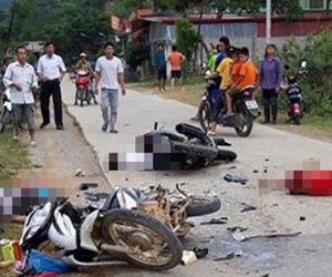 Va chạm kinh hoàng giữa 2 xe máy ở Lạng Sơn, 1 người tử vong, 4 người bị thương