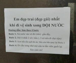 Sợ học sinh đi vệ sinh quên dội nước, thầy giáo viết mấy câu khiến ai cũng 'giật mình' ghi nhớ ngay