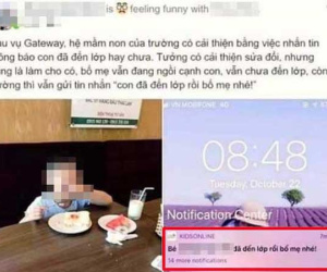 Đang ngồi ăn sáng cùng con, bố bất ngờ nhận tin nhắn thông báo từ trường Sakura  - cùng hệ thống Gateway: 'Con đã đến lớp rồi bố mẹ nhé'