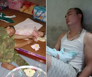Chăm con giúp vợ mệt đến ngủ gục: Chồng nhà người ta không bao giờ khiến chị em thất vọng!