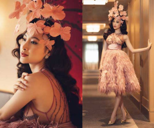 Angela Phương Trinh đội cả 'rừng hoa' khi tham gia sự kiện