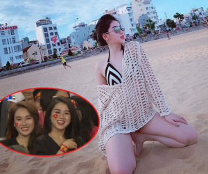 Chỉ xuất hiện vài giây, nữ CĐV vẫn chiếm spotlight, thuộc team 'hot girl World Cup' bên cạnh Trâm Anh