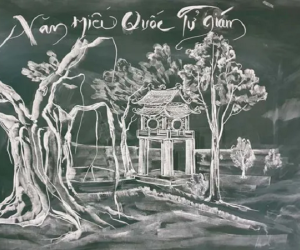 Cư dân mạng 'phát sốt' với loạt danh lam thắng cảnh, tranh biếm họa được vẽ bằng phấn trắng của thầy giáo xứ Thanh