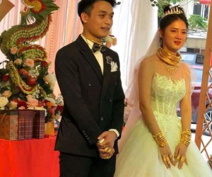 Hình ảnh cô dâu đeo vàng kín người trong đám cưới Cao Bằng gây xôn xao: Lấy chồng đúng là 'gánh nặng'!