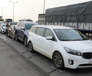 7 ô tô tông nhau liên hoàn trên cầu Thanh Trì, giao thông ùn tắc gần 10 km
