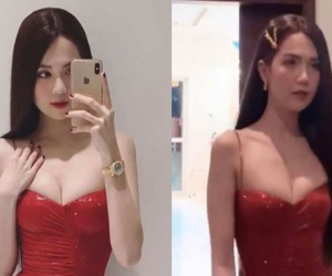 Ngọc Trinh khác lạ với mái tóc giả, khoe đường cong quyến rũ trong bộ váy màu đỏ sexy