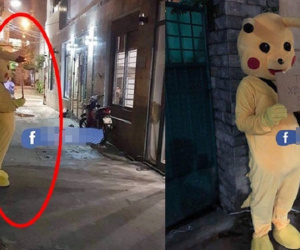 Đóng giả Pikachu rõ cute, cầm biển dõng dạc xin lỗi mà vẫn bị vợ cho 'ăn bơ' trước cửa nhà chỉ vì đi nhậu