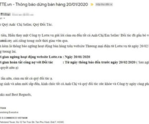 Sau Adayroi, trang thương mại Lotte.vn thông báo dừng hoạt động từ 20/1/2020?