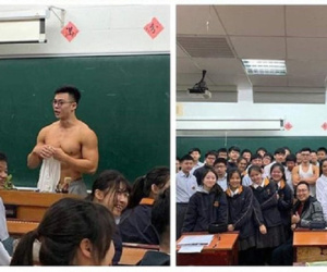 Cộng đồng mạng phát sốt với thầy giáo siêu cấp soái ca, đang giảng bài bỗng nhiên cởi phăng áo để lộ thân hình cơ cắp cuồn cuộn