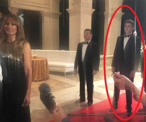 Con trai út tổng thống Mỹ, Barron Trump mặc tuxedo lịch lãm tại tiệc mừng năm mới