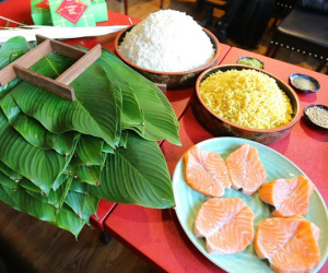 Hơn nửa triệu đồng một cặp bánh chưng trà xanh nhân cá hồi Na Uy