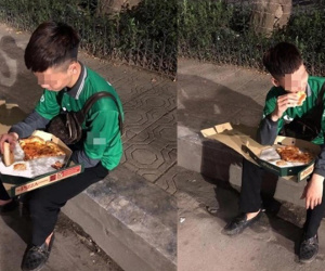 Hình ảnh shipper ăn miếng pizza trên vỉa hè trong đêm khiến ai chứng kiến cũng cay khóe mắt