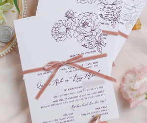 Thiệp cưới tông hồng pastel của Duy Mạnh