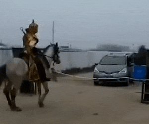 VIDEO: Người đàn ông cưỡi ngựa mang đao ngăn xe hơi vào làng giữa dịch coronavirus