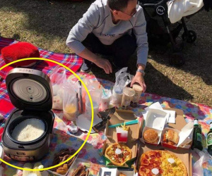 Đi picnic vẫn nhất quyết mang theo nồi cơm, cư dân mạng cảm thán: 'Quả không hổ là phụ huynh!'
