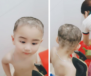 'Cạn lời' với kiểu tóc của ông bố trẻ cắt cho con trai