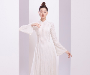 Khánh Vân tung ảnh áo dài dịu dàng, quyến rũ trước khi thi Miss Universe