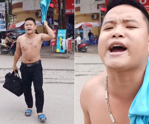 Vi phạm giao thông, nam thanh niên rút chìa khóa xe CSGT rồi cởi phăng áo chửi bới