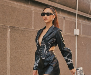 Hà Thu xuống phố Sài Gòn khoe vòng 1 hờ hững