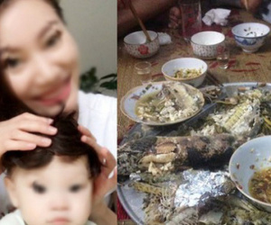 Mải cho con ăn, nhìn xuống mâm cơm cả nhà để phần chỉ còn mỗi bộ xương nhưng phản ứng của anh chồng lại khiến chị vợ quên cả uất ức