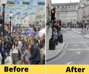Loạt ảnh Before - After cho thấy London vắng lặng đến 'siêu thực' sau lệnh phong tỏa để chống dịch Covid-19