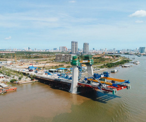 Chùm ảnh cầu Thủ Thiêm 2: Cây cầu dây văng hiện đại nối quận 1 với khu đô thị mới quận 2 đang gấp rút hoàn thiện