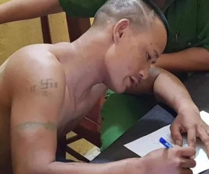 2 tay 2 dao xông vào trụ sở công an chém 1 cán bộ trọng thương
